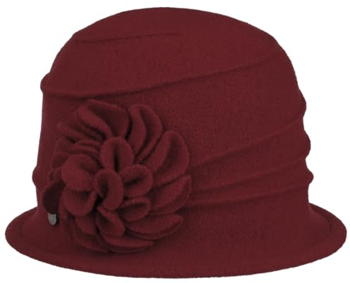 LIERYS Romina Cloche Wollhut - Hut - Elegante Form - Damen - Glockenhut mit Blütenapplikation - Herbst/Winter - Made in the EU