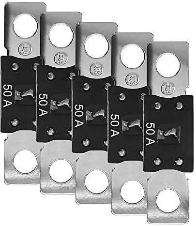 Offgridtec 5er Set MEGA-Sicherung 50A 32V, DC Hochstromsicherungen für 12V/24V Systeme, Überlast- & Kurzschlussschutz, Kupferkern, Nylongehäuse, Universelle Passform für Wechselrichter & Batteriekabel