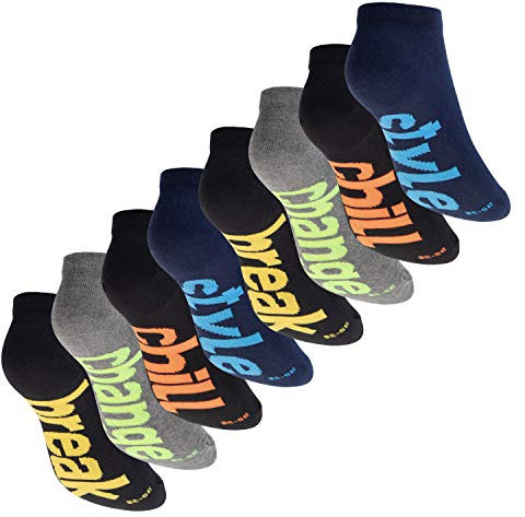 Footstar Herren & Damen Sneaker Socken (8 Paar), Kurze Sportsocken im Neon Look - Neon Slogan 35-38
