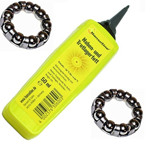 GreVeloro® Tretlager 3 teiliges Wartungs-Set Hanseline Naben- und Tretlagerfett + 2er Set BSA Kugellager Innenlager 1/4 Kugeln aus Stahl Ø 29 mm, Innen Ø 18 mm