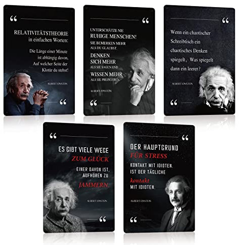 5er Set Blechschilder Albert Einstein Sprüche Retro Schild Spruch Wanddeko Geschenk 20x30cm