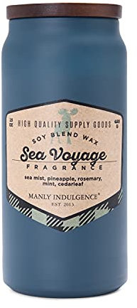 Colonial Candle Adventure Duftkerze im Glas mit Holzdeckel - Sea Voyage (425g) - Die Frische Seeluft für dein Zuhause - Duftkerze im Krug mit bis zu 60h Brenndauer - Sojawachsmischung