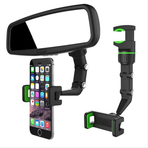 JIANGLAI New 360° Rearview Mirror Phone Holder, Car Rearview Mirror Mount Phone and GPS Holder,Stable not Shaking Universal 360 Degrees Rotating Car Phone Holder,Cell Phone Automobile Cradles (Green)