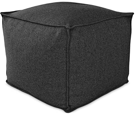 Deshome - Sitzhocker Sitzpouf Pouf 60x60x50 cm mit abnehmbarem Polster für Innen- und Außenbereich: Sitzpouf Design für Sofa, Wohnzimmer, Schlafzimmer, Sitzhocker, Light Pouf Graphitschwarz