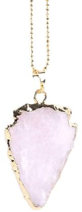 sdfwe Crystal Necklace,Natürlicher Edelstein Pfeilspitze Rosenquarz Anhänger Kristall Halskette Mit Goldkette Für Damen Herren Modeschmuck