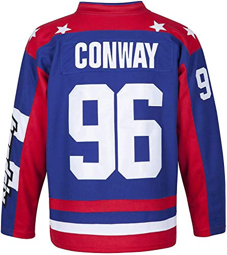 Mighty Ducks Jersey Film Eishockey Trikot S-XXXL Charlie Conway #96 Adam Banks #99, 90er Hip Hop Kleidung für Party, 96#Blau, L
