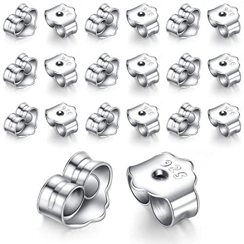 SULIUDAJI 20 Stück / 10 Paar Ohrstecker Verschluss 925 Sterling Silver Earring Stopper Butterfly Clasp Ear Stopper Sterling Silver