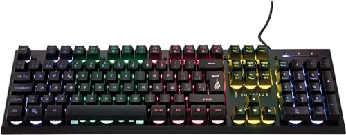 SureFire Kingpin X2 Gaming Tastatur Spanisch, Gaming Multimedia Keyboard mit Beleuchtung, RGB-Tastatur mit Aluminium-Frontplatte, 25 Anti-Ghosting-Tasten, spanisches Layout QWERTY