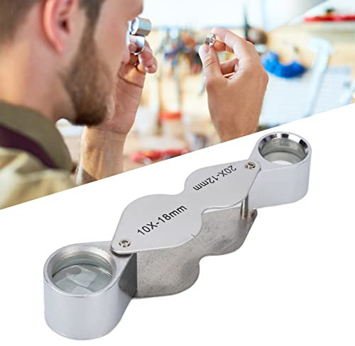 Jewellers Lupe 10X 20X Pocket Faltbare Kleine Lupe Doppellinsen-Augenlupe Alle Optischen Glaslinsen Faltlupe Zur Tattoo-Inspektion Schmuckidentifizierung
