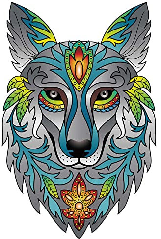 Bartl 112508 Rainbow Wooden Puzzle Wolf aus Holz, Wunderschönes qualitatives Legespiel mit Puzzleteilen in Tierform