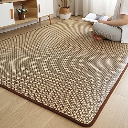 V&U Rattan Faltbare Tatami Matte,Japanische Bodenmatratze,Atmungsaktive Sommerschlafmatte,Verdicken Sie Kriechmatten Für Wohnzimmer-Schlafzimmer-Bereich Teppich-Und 200x200cm(79x79inch)