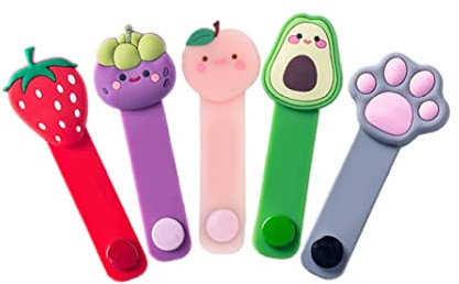 Earphone Cable Tie,Cartoon Cable Ties Cute Fruit Shape Earphone Wire Wrap Winder Cord Management Organizer 5PCS