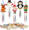 WEDNOK 10tlg Weihnachten Basteln Kinder Windspiel Bastelset Holz Weihnachtsdeko Bastelsets Klangspiele Bastelhandwerk zum Basteln für Weihnachtsfeier Winter Mädchen Junge
