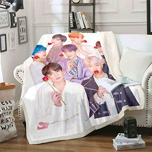QROXY BTS Bangtan Boys Decken Fleecedecken for Erwachsene Kinder, 100% Mikrofaser,Weich Und Warm,für Schlafsofa Und Sofa (5,130x150cm)