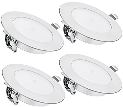 acegoo 4 x 12V Einbaustrahler Wohnmobil LED Einbauleuchte mit Ein/Aus-Dimmschalter&Blaues Nachtlicht Spot 3W 285lm Dimmbar Einbauspot Downlight für Boot Wohnwagen Camper Küche(Silber 4000K)