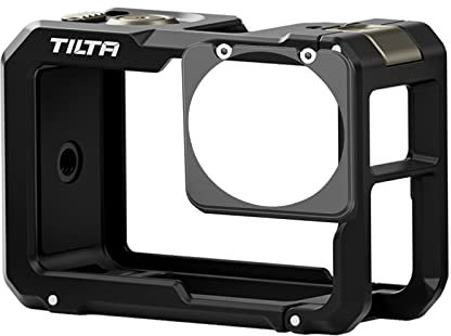 Tilta DJI Osmo Action 5 Pro Cage, Vollständiger Kamerakäfig Kompatibel mit DJI Osmo Action 3, Action 4, Action 5 Pro mit 1/4-20-Gewinde, Cold Shoe-Empfänger – Schwarz TA-T72-FCC-B