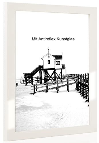 Bilderrahmen weiß glanz mit Antireflexglas - Bildgröße 50x100 cm - Leistenbreite 30mm