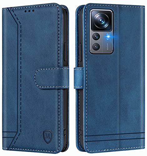 GoodcAcy Handyhülle für Xiaomi 12T Pro/Xiaomi 12T Hülle Handyhülle Leder Klappbar Schutzhülle Tasche Wallet Brieftasche Cover Flip Case für Xiaomi 12T Pro/Xiaomi 12T Klapphülle Blau