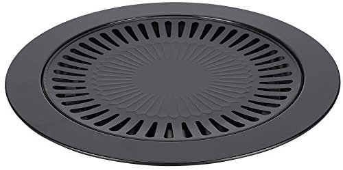 Poêle à Griller pour Barbecue Coréen, Poêle à Griller Ronde Sans Fumée, Poêle à Griller Sans Fumée Noire, Poêle à Griller en Fer, pour Barbecue de Camping Intérieur en Plein Air