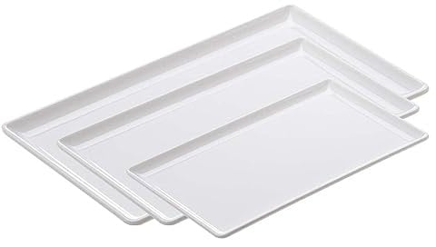 MAQA 1pc Bandeja Rectangular de Melamina con Bordes, Bandeja Blanca Sin Asas Varios Tamaños, Bandeja de Servir para Restaurantes y Cafeterías 45x65 cm