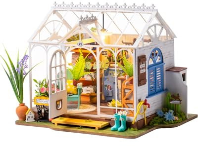 Rowood DIY Miniature House Kit,Mini Dollhouse KIt,Mayberry Street Craft Model Kits for Adults with LED,Birthday Gift/Home Decor for Family Friends-Dreamy Garden House