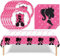 Zempertoopa Barbiprinzessin Set de Décoration pour Fête d'Anniversaire, Vaisselle de Fête Fille, Ensemble Party Supplie pour Enfants