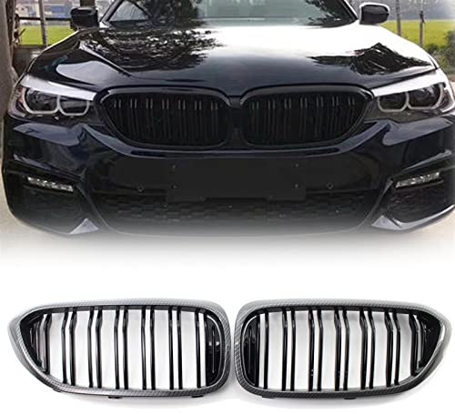 Kühlergrille Frontstoßstangengrill ABS-Kit 2-Lamellen-Nierengitter In Glänzendem Schwarz Für B&M&W 5er M5 G30 G31 520i 530i 540i 2016-2019 (Color : Carbon fiber)