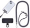 Universal Cell Phone Necklace/Shoulder Strap, Metal Stickers, Adjustable Hands Free Necklace, dark grey, One size