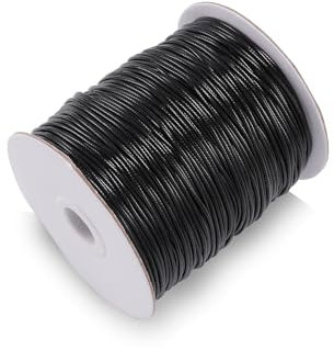 2mm x 10m Black Waxed Necklace Cord Beading Thread String Rope Necklace String Cord Waxed Cord Rope for DIY Necklace Bracelet Jewellery Making
