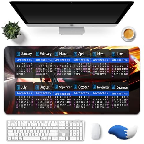 Lucocia Mousepad Kalender 2024, mit Handgelenkstütze, Gaming Mauspad Mousepad 800x300mm XXL Mauspad Kalender 2024 Kann als Tischkissen für Büro Verwendet Werden für Spiele, Büro