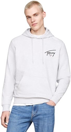 Tommy Jeans Herren Hoodie Regular Fit Entry Graphic mit Kapuze, Mehrfarbig (Silver Grey), L