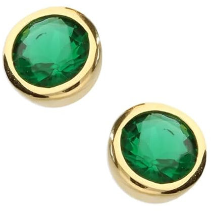 9ct Gold on Silver Emerald Stud Earrings - May Birthstone