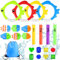 Yotako Swimming Toys Kids, 23Pcs Diving Toys for Pool Set with Drawstring Bag, Swimming Sinkers for Kids Diving Rings Treasures Gems Demolition Fish Summer Pool Toy for Toddlers