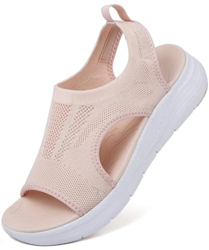 DimaiGlobal Sandals Womens Summer Washable Slingback Orthopedic Slide Platform Sport Sandals With Arch Support Wedge Walking Sandals Casual Thick Bottom Comfy Knit Sandals