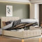 Blisswood Upholstered Ottoman Bed, 5ft King Bed Frame UKFR Velvet Ottoman Storage Bed With Gas Lift End Opening Wooden Slats With Storage Bed (5ft King, Beige – No Mattress)