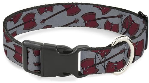 Cartoon Network Pet Collar, Dog Collar Plastic Buckle, Adventure Time Marcelines Axe Bass Guitar Scattered Gray, 8.5 to 12 Inches 0.5 Inch Wide
