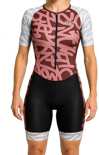 Wixen Pro Damen-Triathlon-Anzug, Ärmel, Trisuit, aerodynamischer Schwimmanzug, Fahrrad-Laufanzug, Gesäßtasche