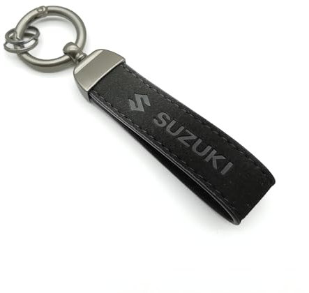 MELDBUPO Leder-Auto-Schlüsselanhänger, Motorrad-Schlüsselanhänger, Schlüsselanhänger, Zinklegierung, Schnalle für Suzuki, Autozubehör, Schlüsselanhänger, Schwarz (Black Out), Small