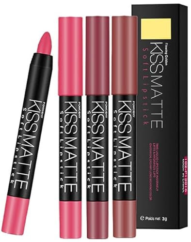 Vabrloy 3 Stück Lippenstift Set - Matt, Langanhaltend, Pflegend Mit Lippenkonturenstift - Wasserdichter Lipgloss in Rot (01&04&07)