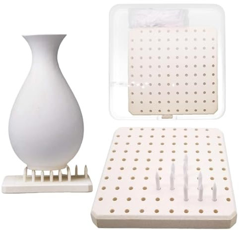 Tapis de cuisson en céramique – Tapis résistant à la chaleur, tapis de cuisson en argile ignifuge réutilisable | Accessoires pour fours à poterie, base ignifuge avec trous multiples et 60 clous de