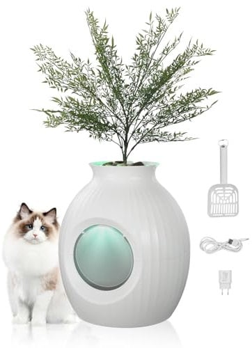 VEVOR Caja de Arena para Gatos con Forma de Planta con Sistema de Control de Olores Inteligente, Caja de Arena Oculta para Gatos con Entrada Grande de 240 mm para Sala de Estar, Esquina o Patio