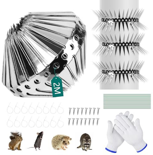 Marderabwehr Fallrohr Zubehör,200 cm Marderschutz, Marderschutz Fallrohr Edelstahl,Waschbär Abwehr,Stacheldraht, Rattenabwehr,Kann Geschnitten Werden,für Haus,Dachrinne,Daum