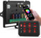 Panneau de commutation à distance Bluetooth Chelhead 6 gangs, panneau de commutation multifonction stroboscopique à intensité variable rétroéclairé RVB, compatible avec camion et bateau