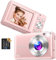Digital Camera, Vlogging Camera Rechargeable Portable Mini Cameras FHD 1080P 44MP Compact Cameras with 16X Digital Zoom, with 1 Battery for Teens,Kids,Beginners（Pink）