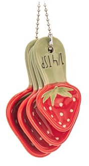 Sass & Belle Strawberry Measuring Spoons – Cute Ceramic Baking Measuring Cups and Spoons Set – 4-Piece Small Measure Cup Set for Cooking and Kitchen Use