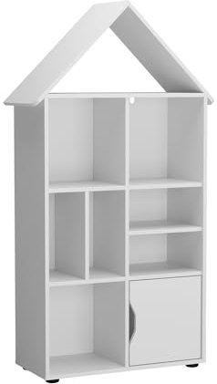 Vicco Kinderregal Weiß Estell - 71x148x32 cm hergestellt aus Spanplatte - Bücherregal ideal fürs Kinderzimmer, mit zusätzlichem Stauraum