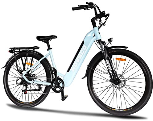 HOVSCO Electric Bike, 28 City Bike,250W Bafang Motor, 45Nm,36V 12.5Ah Removable Battery, 7-Speed, Shimano Gearing System, Dual Disk Brake, Torque Sensor Electric Bikes for Adult,Blue