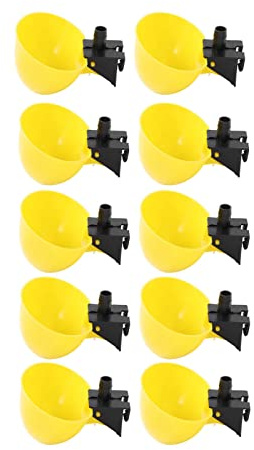 10 Pièces Abreuvoir Automatique pour Oiseaux, Abreuvoir de Caille, Bol à Boire, Distributeur d'eau, Fontaine à Eau, Bol d'eau, Tasse à Boire, Bol d'eau Jaune