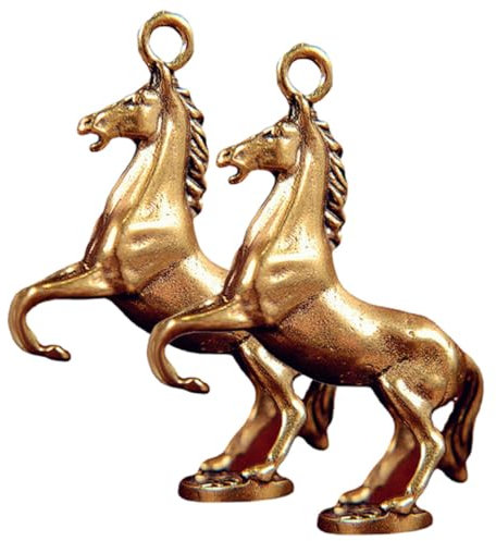 Housoutil 2stücke Messing Pferd Ornament Diy Schlüsselring Hängen Dekor Kleine Tierkreis Pferd Schmuck Messing Anhänger Zum Selbermachen