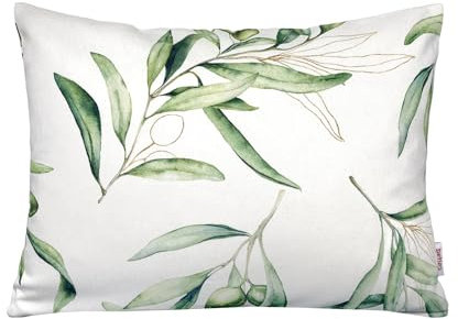 beties - Italy Collection -, Kissenhülle ca. 25x35 cm Olive, 100% Baumwolle – Premium Qualität – weiß mit grünen Oliven und zart goldenen Details